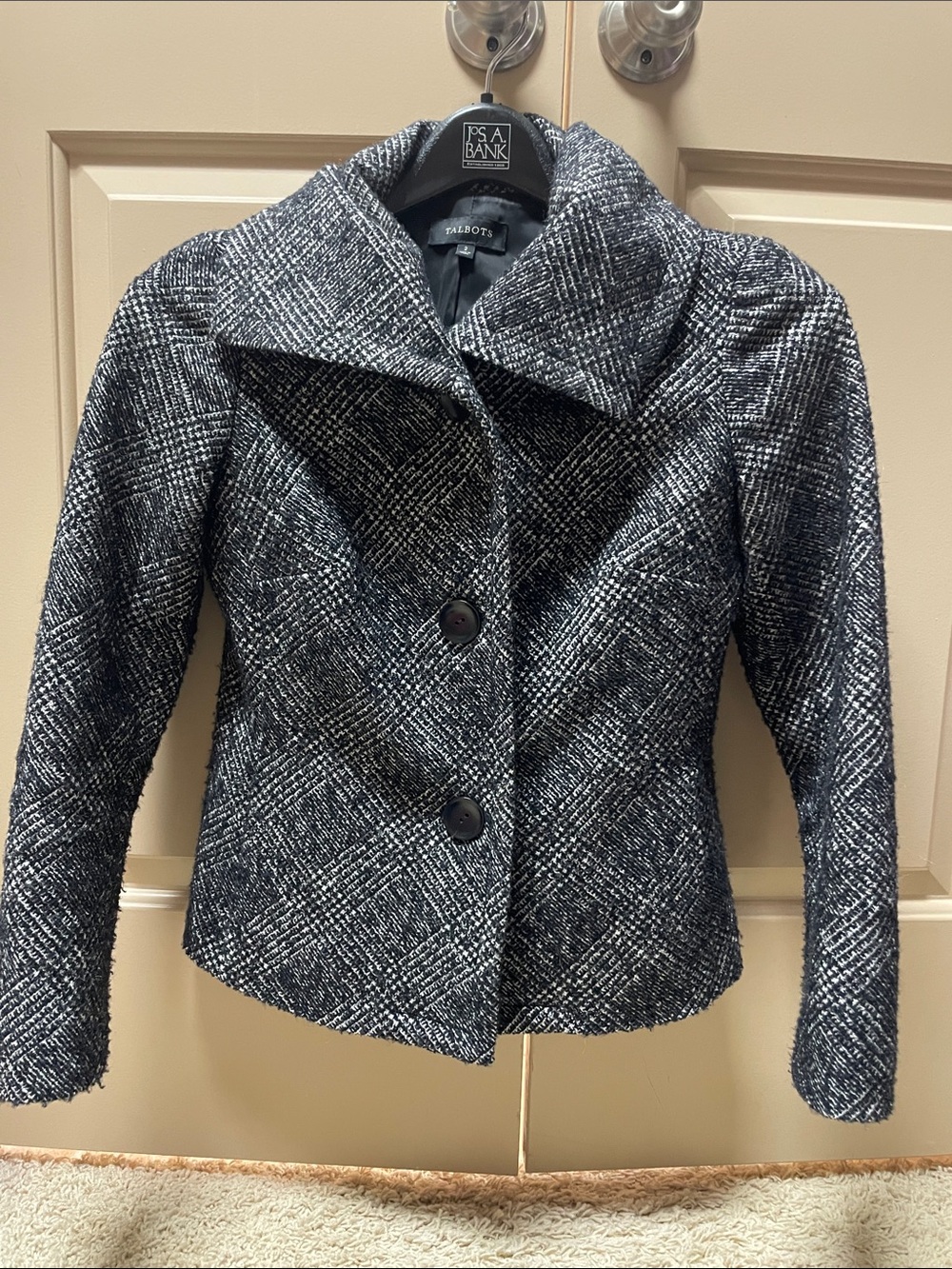 Talbots Black and White Tweed Blazer Jacket